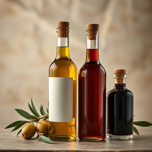 Bottles of olive oil and balsamic vinegar